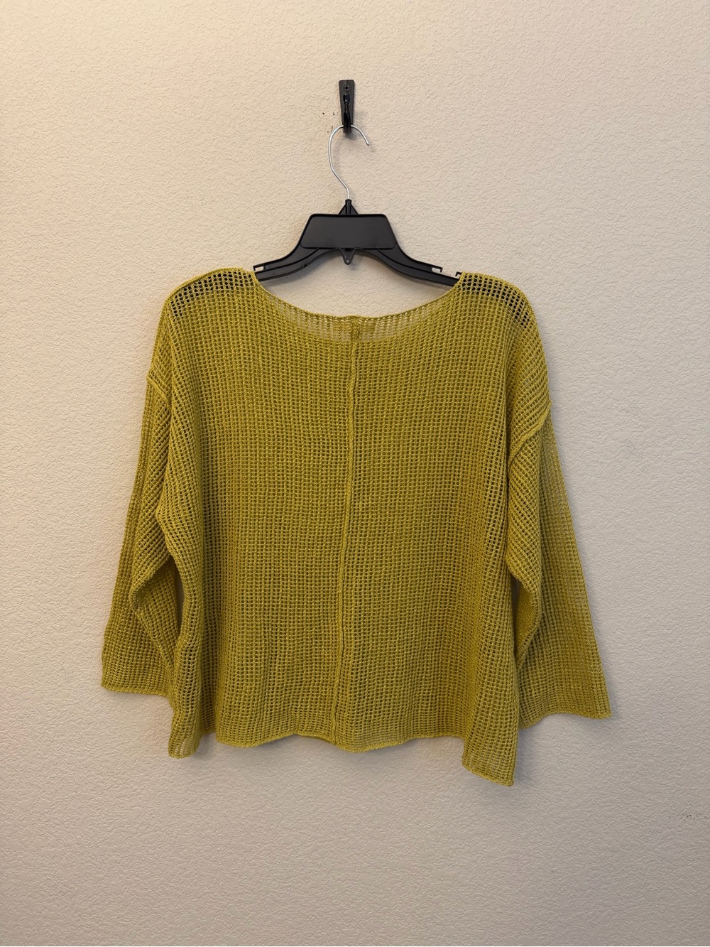 Eileen Fisher Mustard Open-Knit Raglan Boxy Sweater PL - Picture 7 of 9